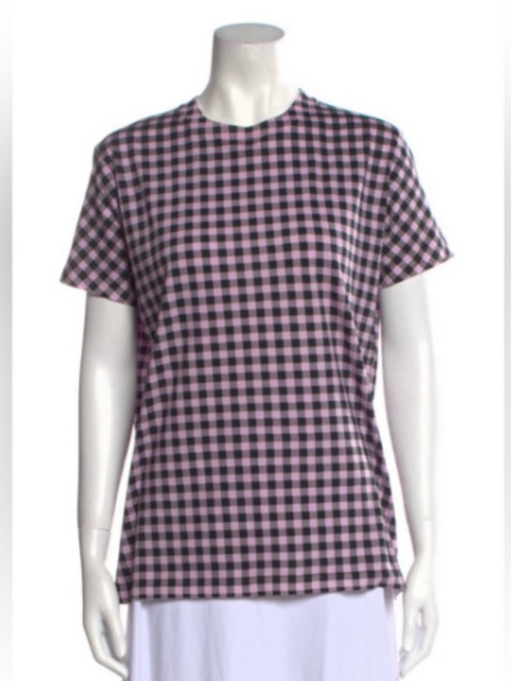PRADA Milano Pink Black Gingham Check Cotton T-Shirt Holt Renfrew S